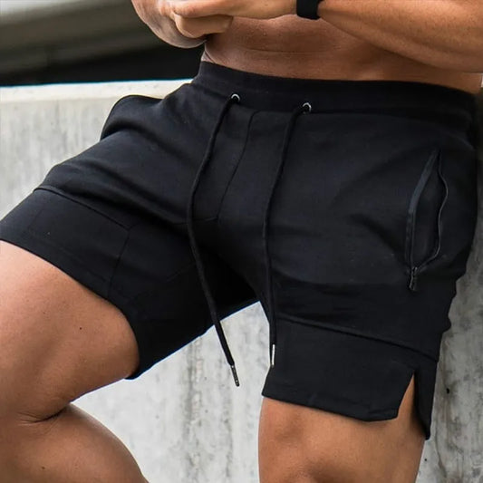 Men Casual Shorts Solid Color Straight Shorts Male Fitness Fashion Bodybuilding